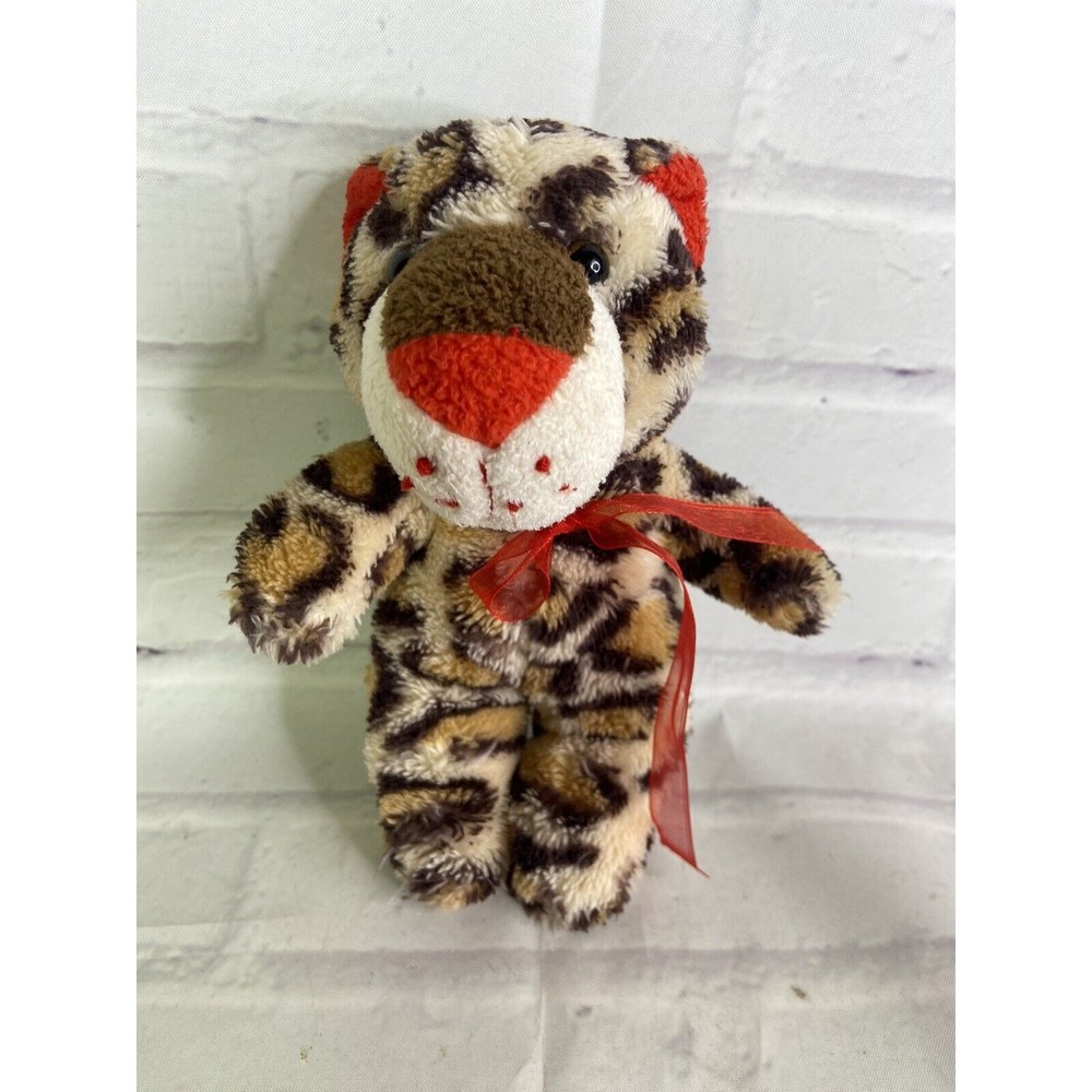 Homerbest Cheetah Leopard Plush Stuffed Animal Toy Red Bow 8in